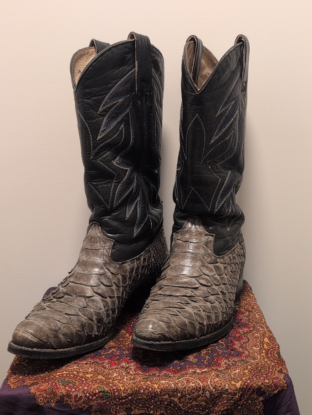 Black & Gray Exotic Leather Western Boots